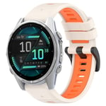 Garmin Fenix 8 AMOLED 43mm Tvåfärgat Klockarmband i silikon - Vit / Orange