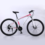 Alapaste Performance Stable Structure Poids Léger Haute-Acier De Carbone Vélo,Pas-Glisser Guidon Vélo,34.1 Pouces 21 Vitesse Tout Suspendu VTT-Rouge Blanc 34.1 Pouce.21 Vitesse