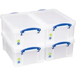 Really Useful Plastic Storage Box 9 Litre Clear (Pack of 4)