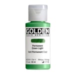 Pro-Art Golden Fluid Acrylic Paint 1 oz-Permanent Green Light