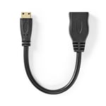 Nedis High Speed ​​HDMI ™ kabel med Ethernet | HDMI™ Mini kontakt | HDMI™ Utgång | 4K@30Hz | 10.2 Gbps | 0.20 m | Rund | PVC | Svart | Kuvert