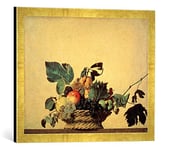 Kunst für Alle 'Encadré Image de Michelangelo Merisi Caravaggio La Corbeille à Fruits Impression d'art dans Le Cadre de Haute qualité Photos Fait Main, 60 x 40 cm, Or Raya