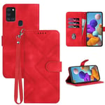 GOTOURED for Samsung A21S Phone Case/Galaxy A21S Wallet Case,Card Holder Leather Stand,Wrist Strap,Magnetic Closure,Shockproof Protective Kickstand Flip Cases Cover (Red)