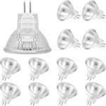 Forehill - Ampoules Halogènes MR11(Pack de 12),Lampe Halogène GU4 12V 20W, Ampoule Mr11 GU4 Dimmable Couvercle en Verre pour Plafonnier, 2 Broches