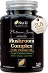 Mushroom Complex with Vitamin D 150 Vegan Capsules 6 Mushrooms, Chaga, Cordyceps