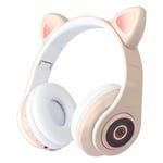 Casque sans fil Bluetooth chat oreille lueur lumiere stereo basse casques enfants Gamer fille cadeaux PC telephone casque de jeu pour IPad-kaki