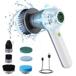 WORKPRO Electric Cleaning Brush, Handheld Spin Scrubber with LED Display, 3 Speeds Power Scrubber with 6 Replaceable Brush Heads, Spin Brush for Cleaning Kitchen, Bathroom, Bathtub, Tile, and Floor