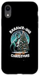 Coque pour iPhone XR Balade autour du dinosaure de Noël