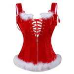 Women's Corset Vest Sexy Christmas Overbust Corselet Top Straps Lace Up Zipper Front Corsets Bustiers Plus Size Santa Costume -a 6XL