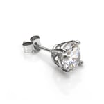 9ct White Gold Martini Claw 6mm Round Clear Crystal CZ Ear Stud / Mens Earrings