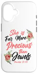 iPhone 16 Christian Bible Verse Quote Rose Flower Proverbs 31:10 Case