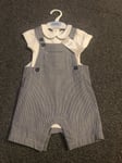 M&s T-shirt & Dungaree Cotton Set Brand 6-9 Months Rrp £20