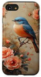 Coque pour iPhone SE (2020) / 7 / 8 Oiseau Roses Fleur Aquarelle Bluebird