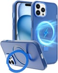 SOOFUN for iPhone 15 Pro Case with Stand, Magnetic Case for iPhone 15 Pro Case with Ring, Compatible with Magsafe, Shockproof Protective Phone Case Cover for iPhone 15 Pro with Kickstand, Blue