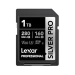 Lexar Silver Pro Carte SD 1To, Carte mémoire SD UHS-II, V60, U3, C10, Jusqu'à 280Mo/s en Lecture, 160Mo/s en écriture, Carte SDXC pour DSLR/caméra/Photographe/vidéaste/passionné (LSDSIPR001T-BNNNG)