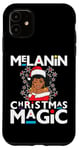 Coque pour iPhone 11 Façade noire en dentelle naturelle Mrs Clause Melanin Christmas Magic