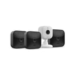 Blink Outdoor with two-year battery life | 3-Camera System (Black) + Blink Mini 2 (White) | HD Smart Security camera, motion detection, Alexa enabled