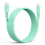 USB C to USB C Long Charger Cable 60W STRONG Braided C to C Cable Fast Charging Type C Data Lead Compatible with iPhone 15, iPad Pro 2022, iPad Air 4/5, Samsung S24/S23/S21/A54/A14, Honor, Switch [3M]