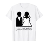 Newlywed, matching Bride and Groom Just married t-shirt. T-Shirt