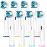 Rebeool Replacement Brush Heads Compatible with OralB Pro 3, Pro 1 Toothbrushes, Vitality Pro, Smart, Genius, Round Brush Heads, Replacement Refills 8 Pack