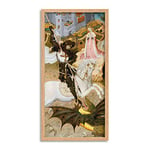 Martorell Saint George Killing Dragon Painting Horse Queen Long Framed Art Print Wall Poster 25x12 inch