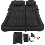 Eosnow - Matelas de voyage gonflable multifonction 2 en 1, coussin de repos doux en pvc floqué pour voiture suv noir