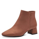 Tamaris Femme Bottines, Dame Bottines,Demi-Bottes,Bottine,Haut de la Cheville,Fermeture éclair,Cognac,42 EU