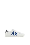 Armani Exchange Homme Logo contrasté, Cuir d'action, Lacets Basket, White Bluette, 44.5 EU