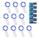 LEECOCO Guirlande lumineuse, à piles, 1 m, 10 LED, pour un éclairage prolongé, lumière bleue, pour Noël, fête, décoration de mariage (10 paquets de 1 m, 10 LED, bleues)