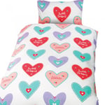 Hearts Childrens/Girls Single Duvet Cover Bedding Set