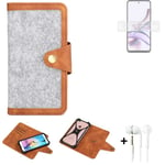 Felt Case + earphones for Motorola Moto G13 Cover light grey