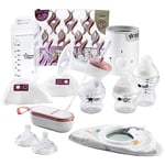 Tommee Tippee Complete Breastfeeding Kit, Single Electric Breast Pump, Food and Bottle Warmer, Baby Bottles, Breast Pads and Milk Storage Bags