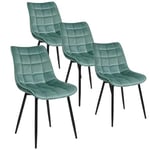 WOLTU 4 X Chaise de Salle à Manger Chaise de Cuisine Assise rembourrée en Velours épais Pieds en métal,Vert Turc BH142ts-4