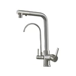 SJQKA Robinet De Cuisine 3 Voies Douchette Mitigeur Évier Avec 2 Becs Mitigeur Cuisine Pivotant 360 °,laiton Pour Évier De Cuisine à Eau Potable