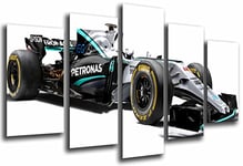 Tableau Moderne Photographique, Impression sur bois, Mercedes Formule 1 voiture, Hamilton, Bottas 2017, 165 x 62 cm, ref. 26562