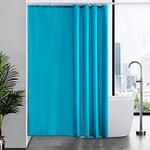 Furlinic Rideau de Douche Tissu Anti Moisissure Lavable avec 12 Anneaux Rideau Douche Long Textile Polyester Imperméable pour Baignoire Salle de Bain 180x210cm Turquoise