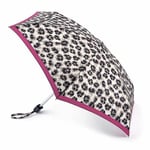 Fulton 'Tiny' Compact Folding Umbrella - Leopard & Pink Border