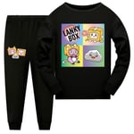 Lankybox barnpyjamas outfits pojkar flickor långärmad pullover byxor nattkläder sovpj Loungewear svart 13-14 år