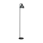 EGLO Floor lamp Beleser, elegant standing light made of black metal and smoked glass in black transparent, living room floorlamp with foot switch, E27 socket