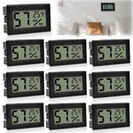 Lot De 10 Mini Thermomètres Numériques D'Intérieur Avec Écran Lcd-Thermomètre D'Intérieur-Humidimètre D'Intérieur-Thermomètre D'Intérieur-Celsius (°C)-Pour Salon, Bureau (10)