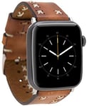 Burkley Bracelet de rechange en cuir pour Apple Watch de 38/40 mm et 42/44 mm - Vintage - Bracelet de rechange compatible avec toutes les montres Apple - Fait main (42/44 mm, marron - BA11)