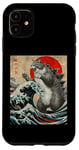 Coque pour iPhone 11 Catzilla Cat Art japonais Cadeau amusant pour homme, femme, enfant