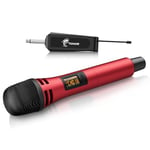 TONOR Micro Karaoke sans Fil, UHF Microphone Dynamique Chant Portable à Main Professionnel avec Récepteur Rechargeable pour Karaoké Discours Mariage DJ Spectacles Église Classe Conférence TW310 Rouge