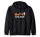 Autumn Pumpkin Spice Latte Tis the Season Fall Leaf Football Zip Hoodie