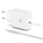 Chargeur USB C, Spigen [GaN Rapide] 45W PD 25W PPS Charge Super Rapide Type C pour Galaxy S23 Ultra S22 S21 Plus FE Z Fold Flip 4 3 S20 Note 20 Pixel 6 Pro Tab S7 iPad (Câble Inclus/Prise Pliable)