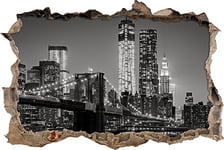 pixxp Rint 3D WD 1855 62 x 42 New York City, Skyline de Nuit percée 3D Sticker Mural Mural en Vinyle, Multicolore, 62 x 42 x 0,02 cm