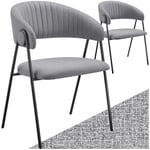 TecTake® Lot de 2 Chaises de Salle à Manger rembourrées Modernes Fauteuil Salon Chaise Scandinave Pieds en Acier Élégant avec Accoudoirs Chaise pour Coiffeuse, Chambre, Dressing, Salon