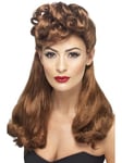 Smiffys Perruque vintage des années 40, châtain, cheveux longs avec belles boucles