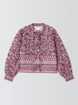 Fabienne Chapot Patty Floral Print Cotton Blend Jacket, Cerise Red/Powder Blue