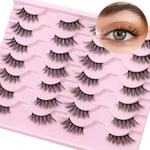 EMEDA 14 paires Demi-cils 3/4 Cils d'angle à l'aspect naturel 3D Multi-couches Wispy Faux cils naturels Demi cils naturels Half Lashes Corner Eyelashes (W30)